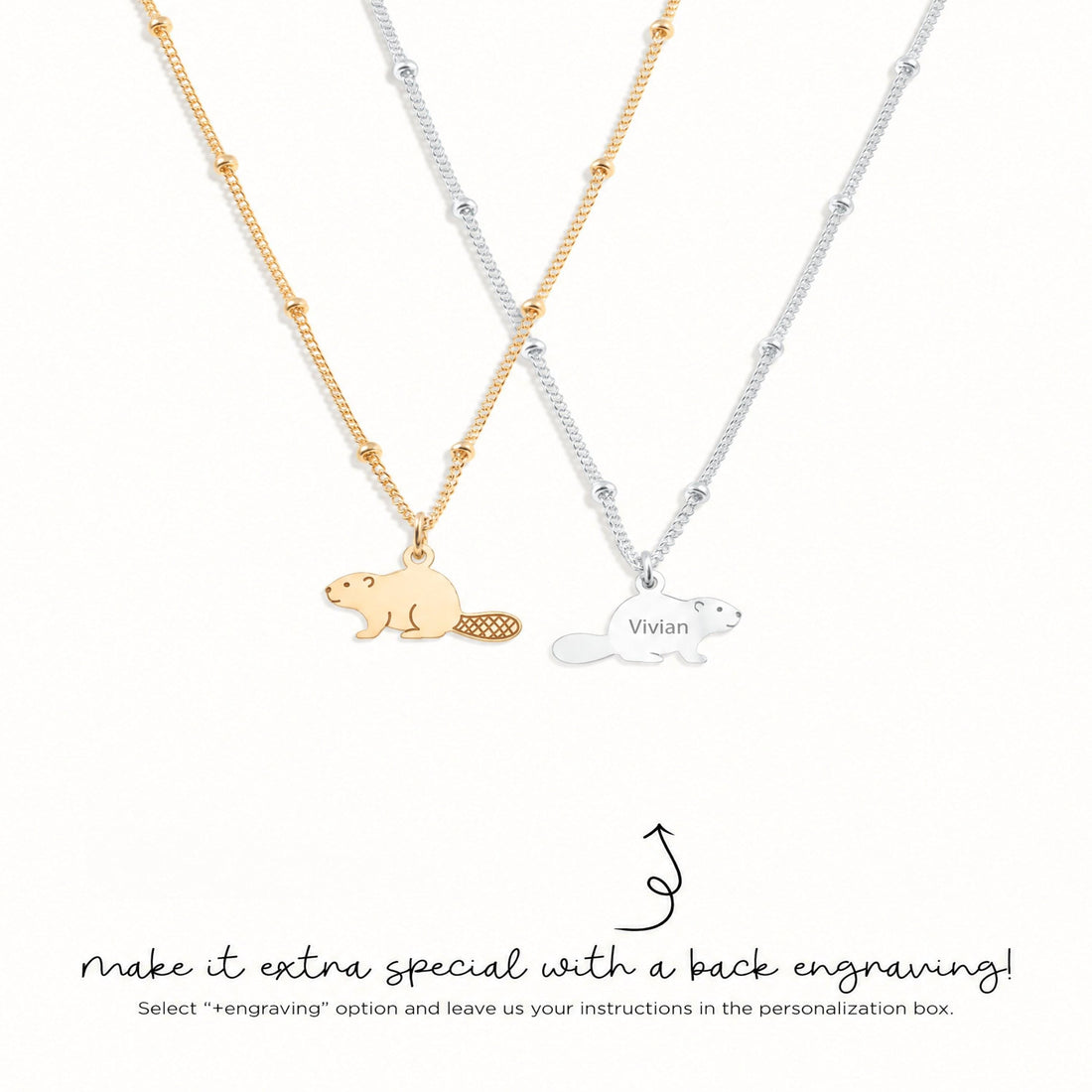 Beaver Charm Beady Necklace