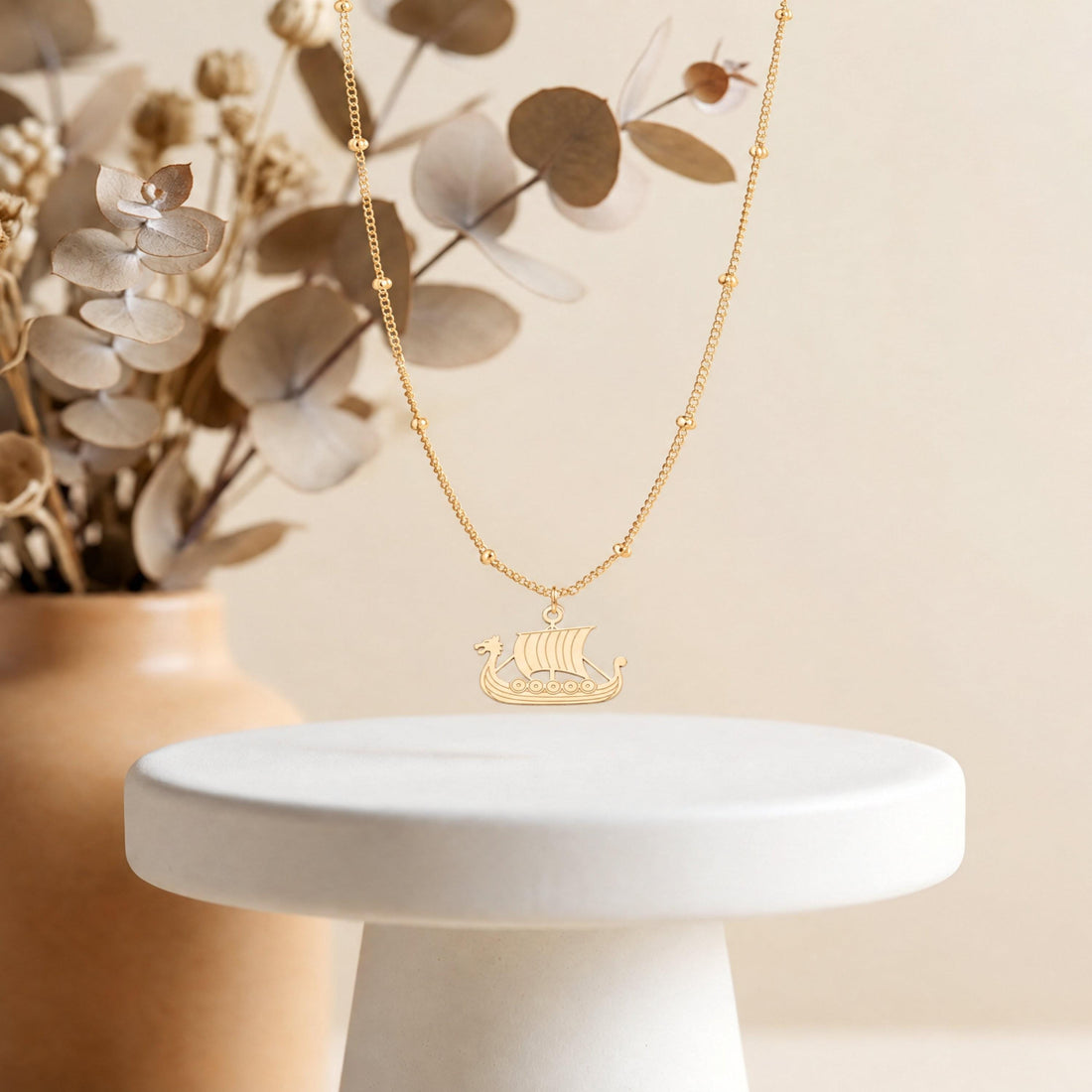 Viking Ship Charm Necklace
