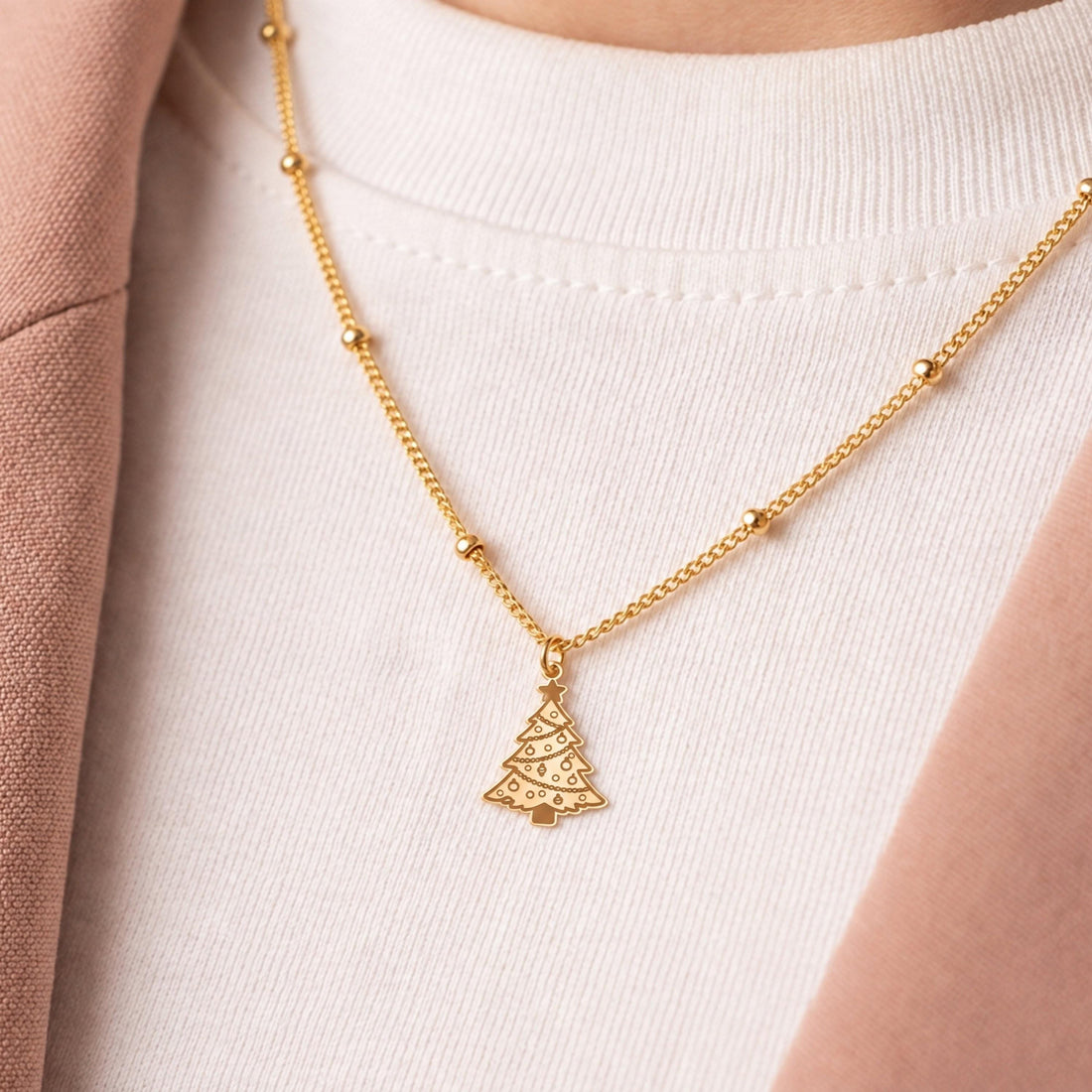 Christmas Tree Charm Necklace