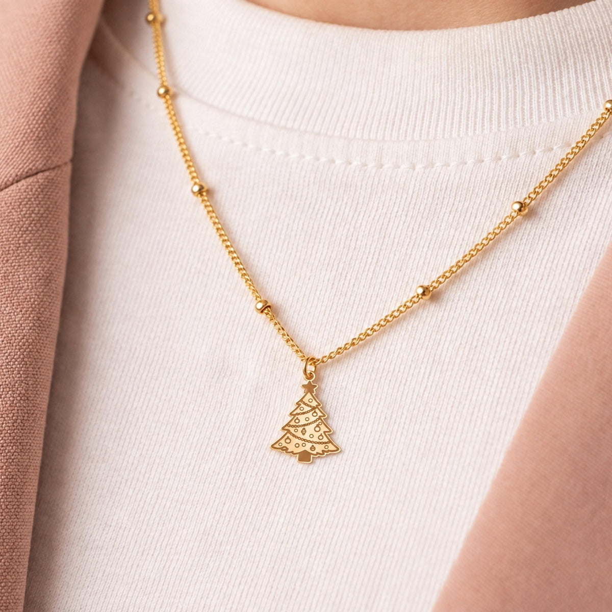 Christmas Tree Charm Necklace