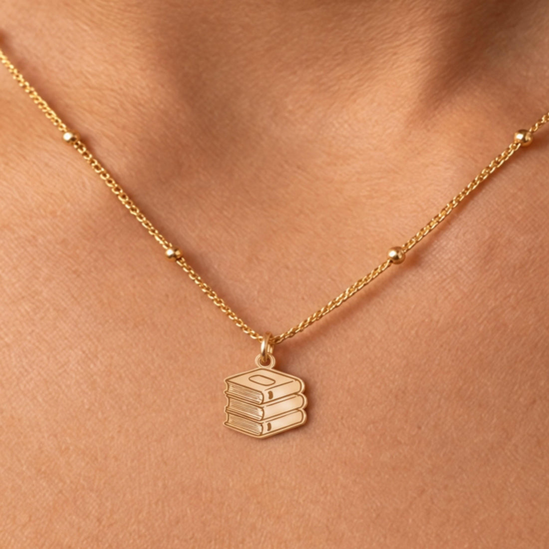 Stack of Books Necklace
