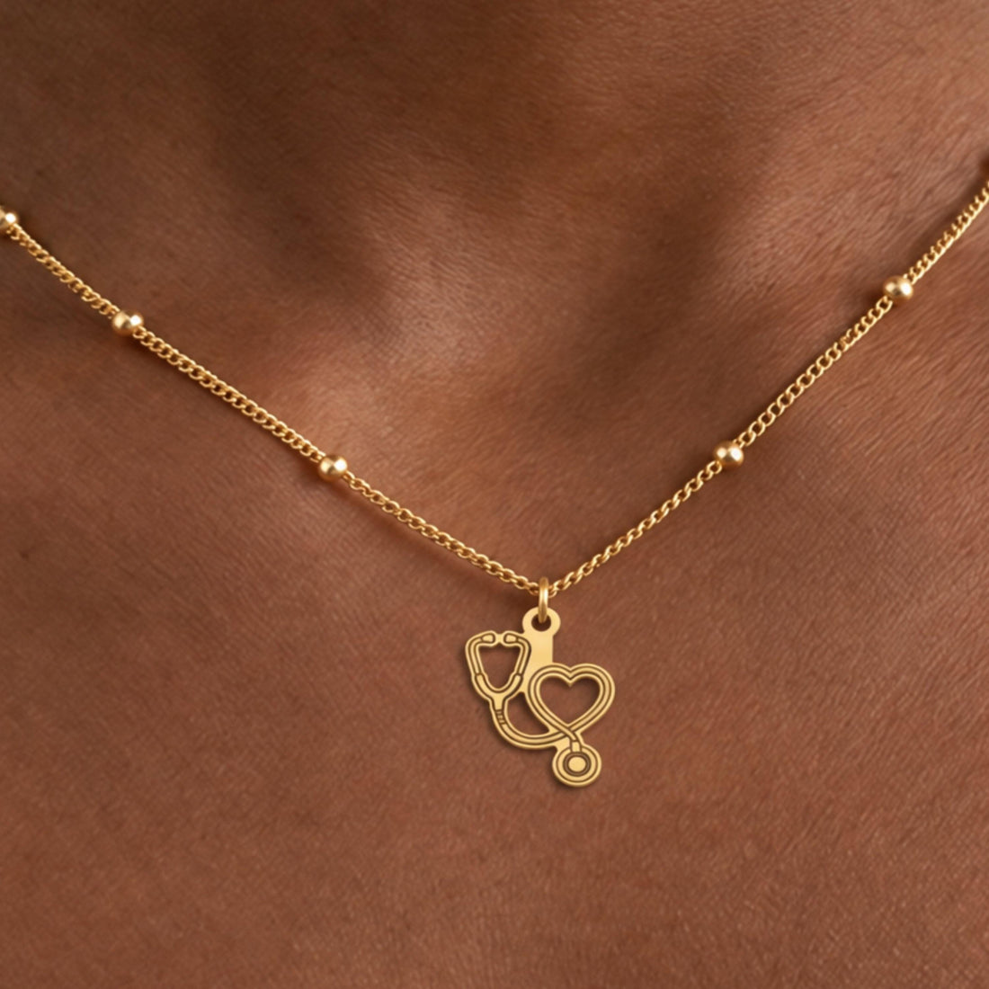 Stethoscope Heart Charm Necklace