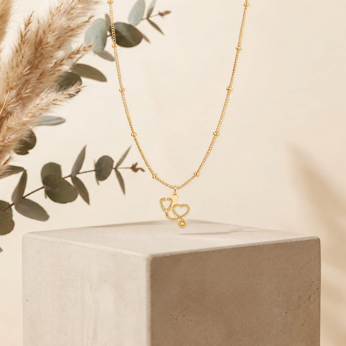 Stethoscope Heart Charm Necklace