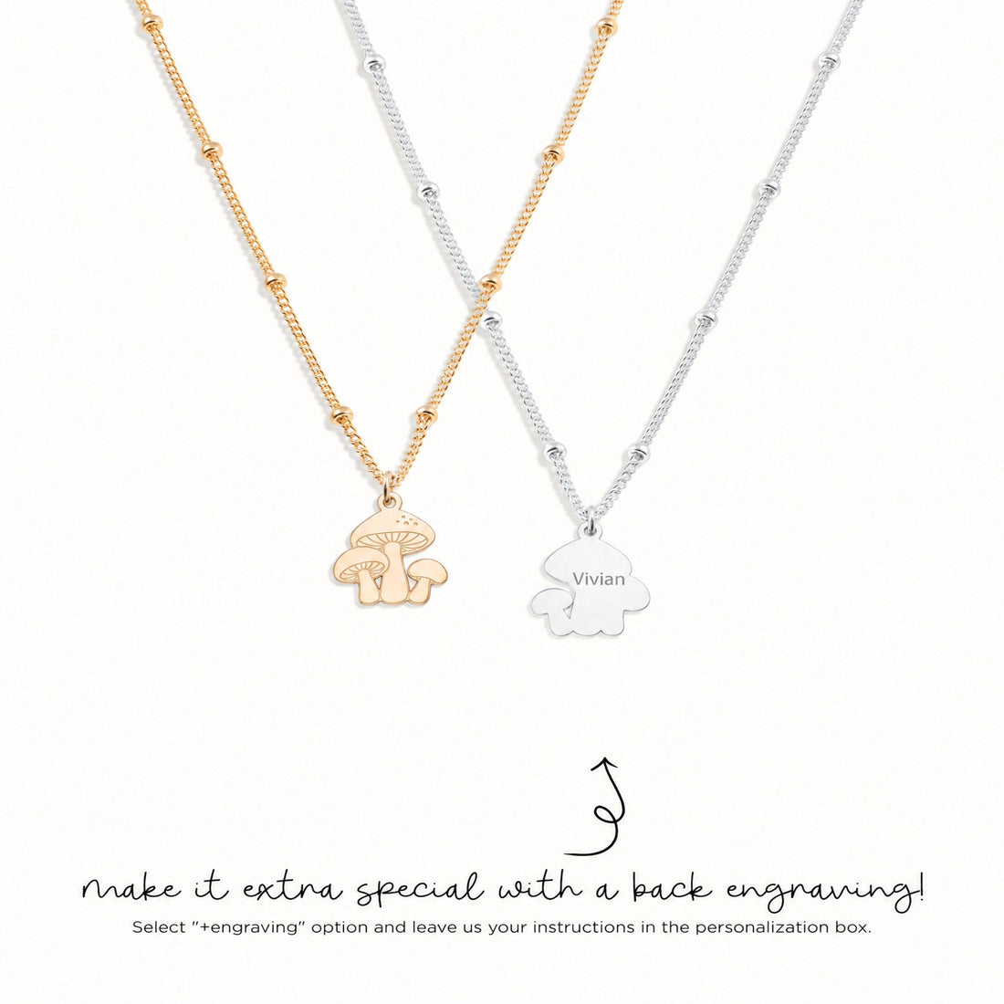 Mushroom Trio Beady Necklace
