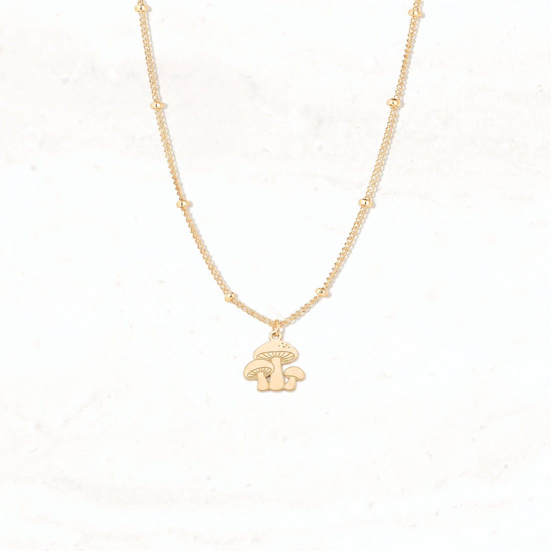 Mushroom Trio Beady Necklace