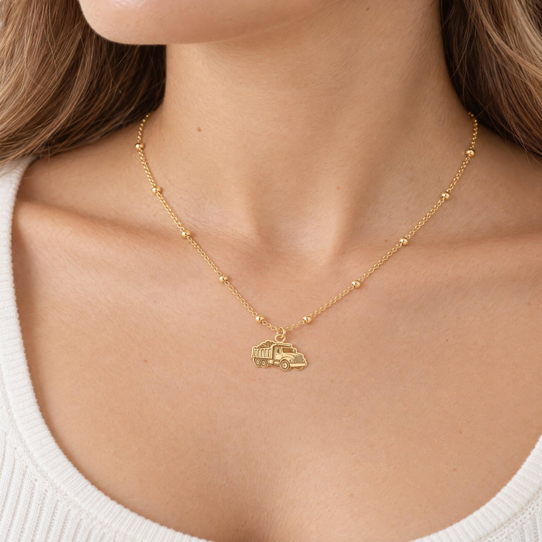 Dump Truck Charm Necklace