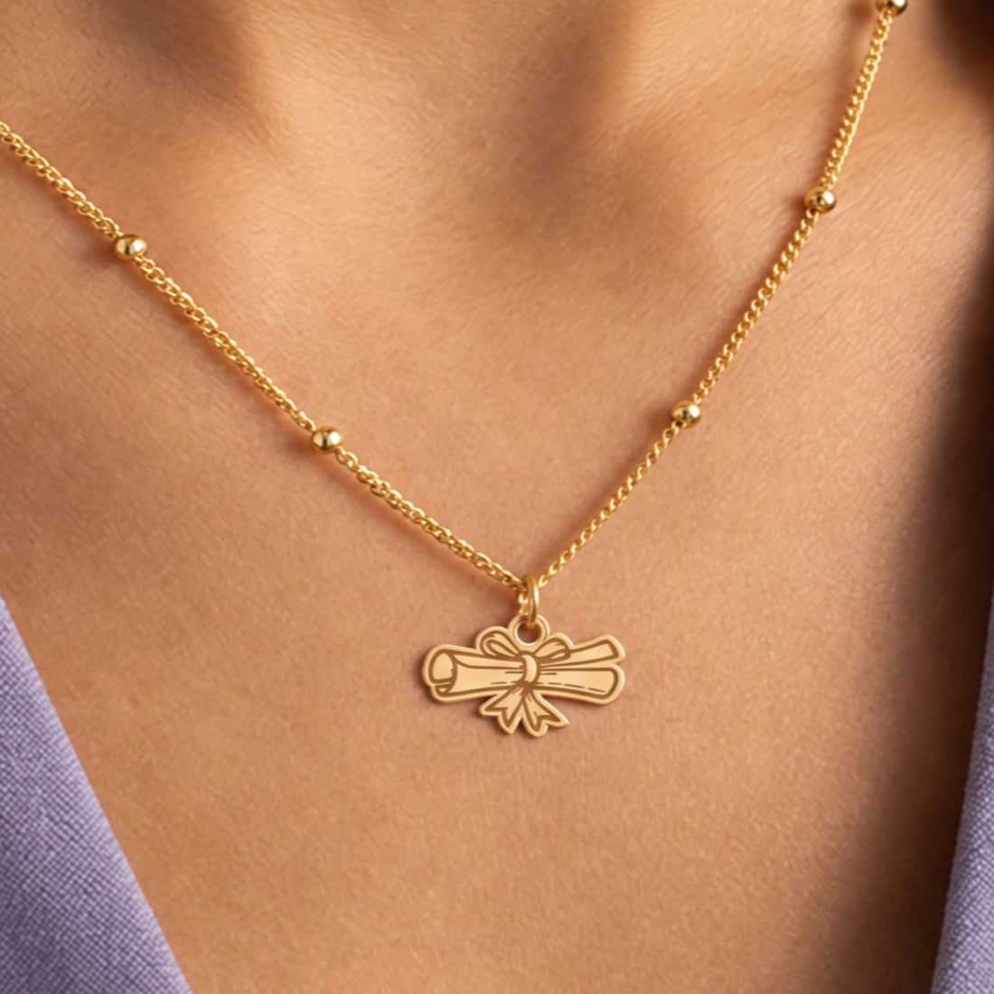 Diploma Scroll Charm Necklace