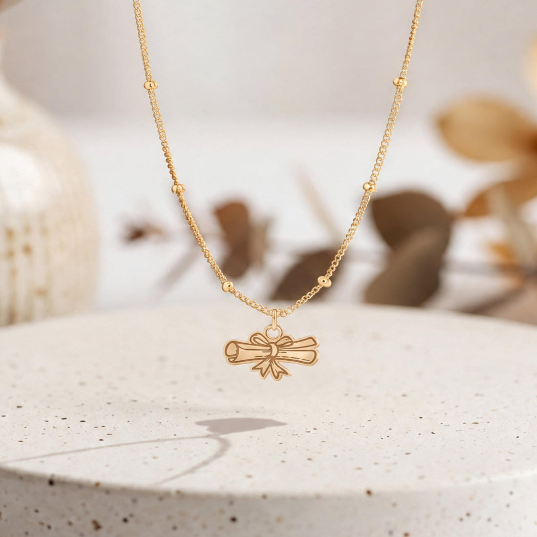 Diploma Scroll Charm Necklace
