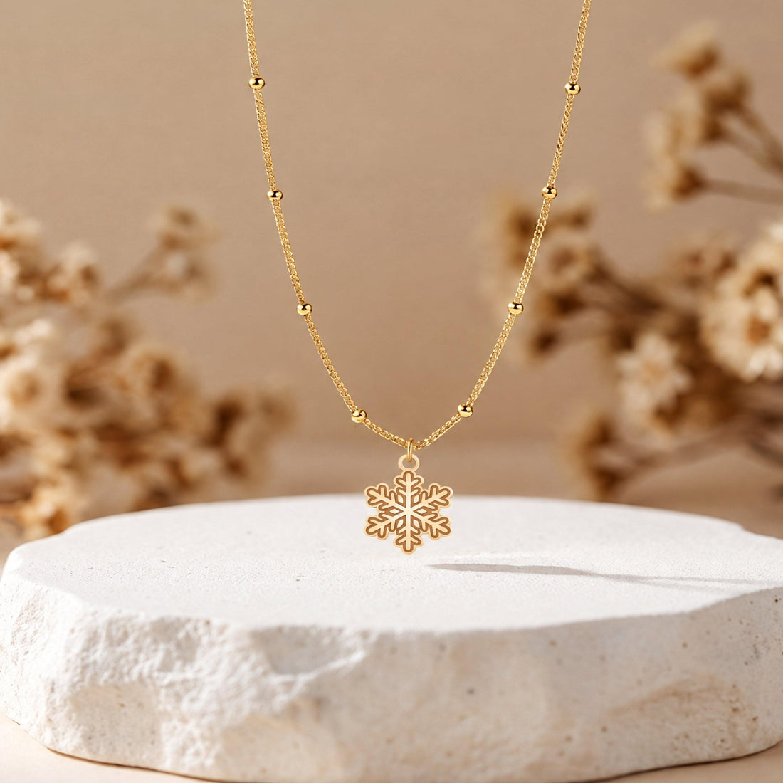 Snowflake Cutout Beady Necklace