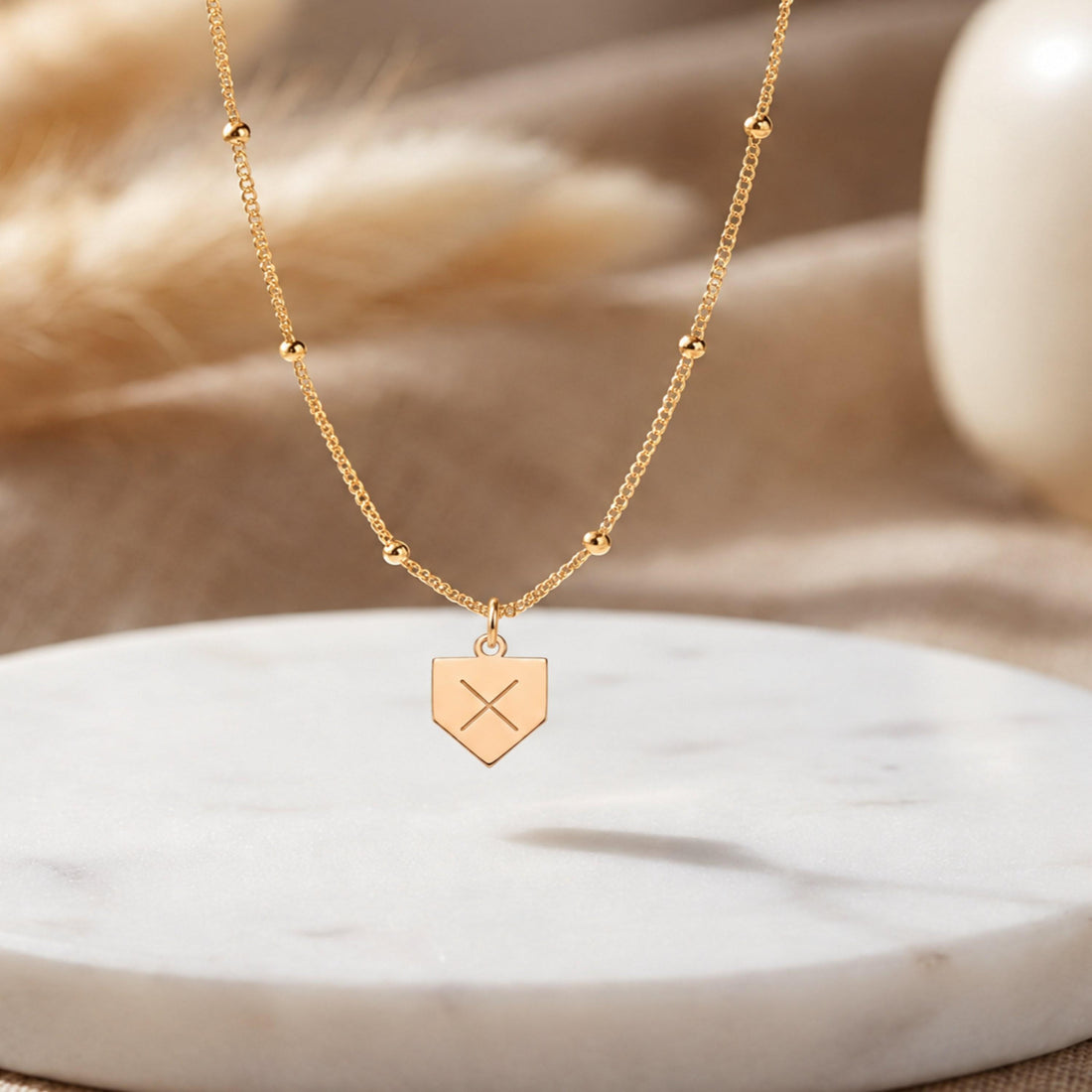 Shield Crest Charm Necklace
