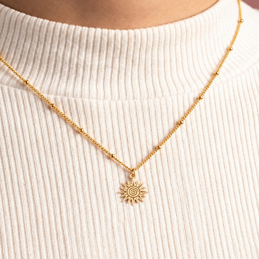 Spiral Sun Charm Necklace