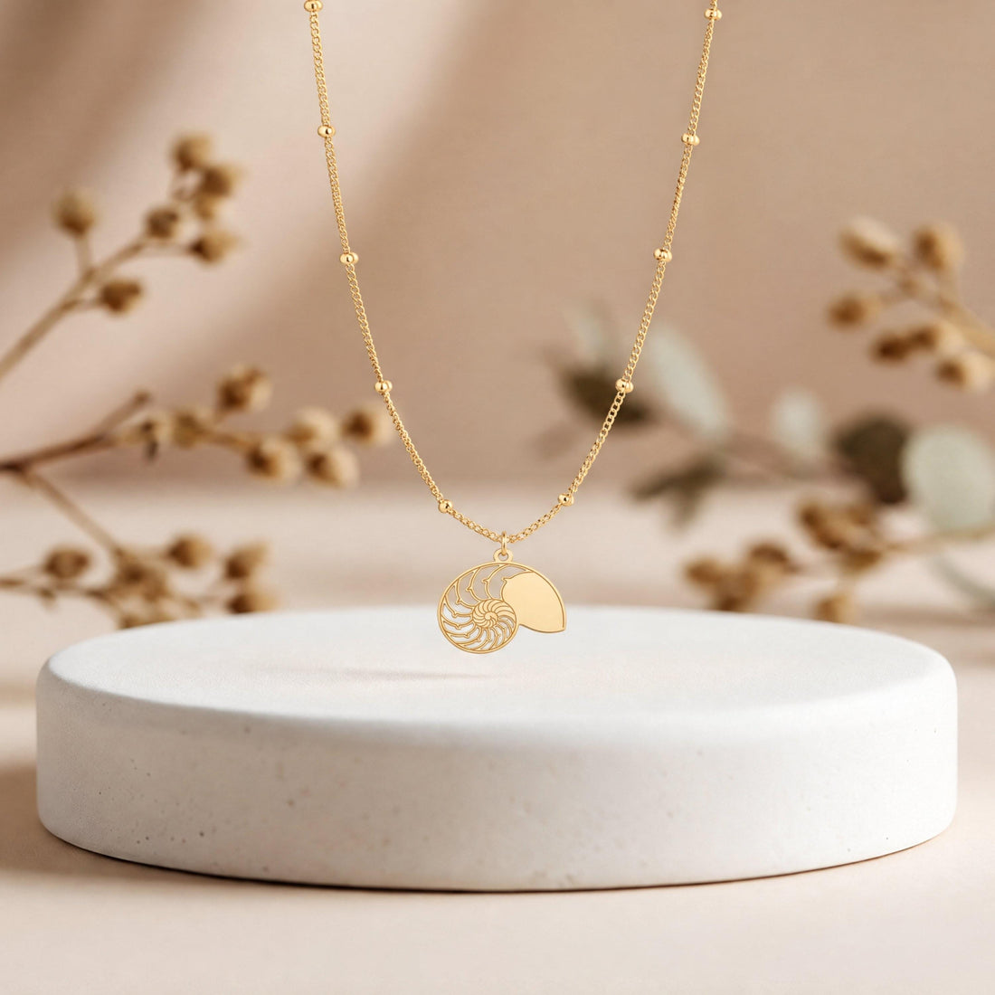 Nautilus Shell Beady Necklace