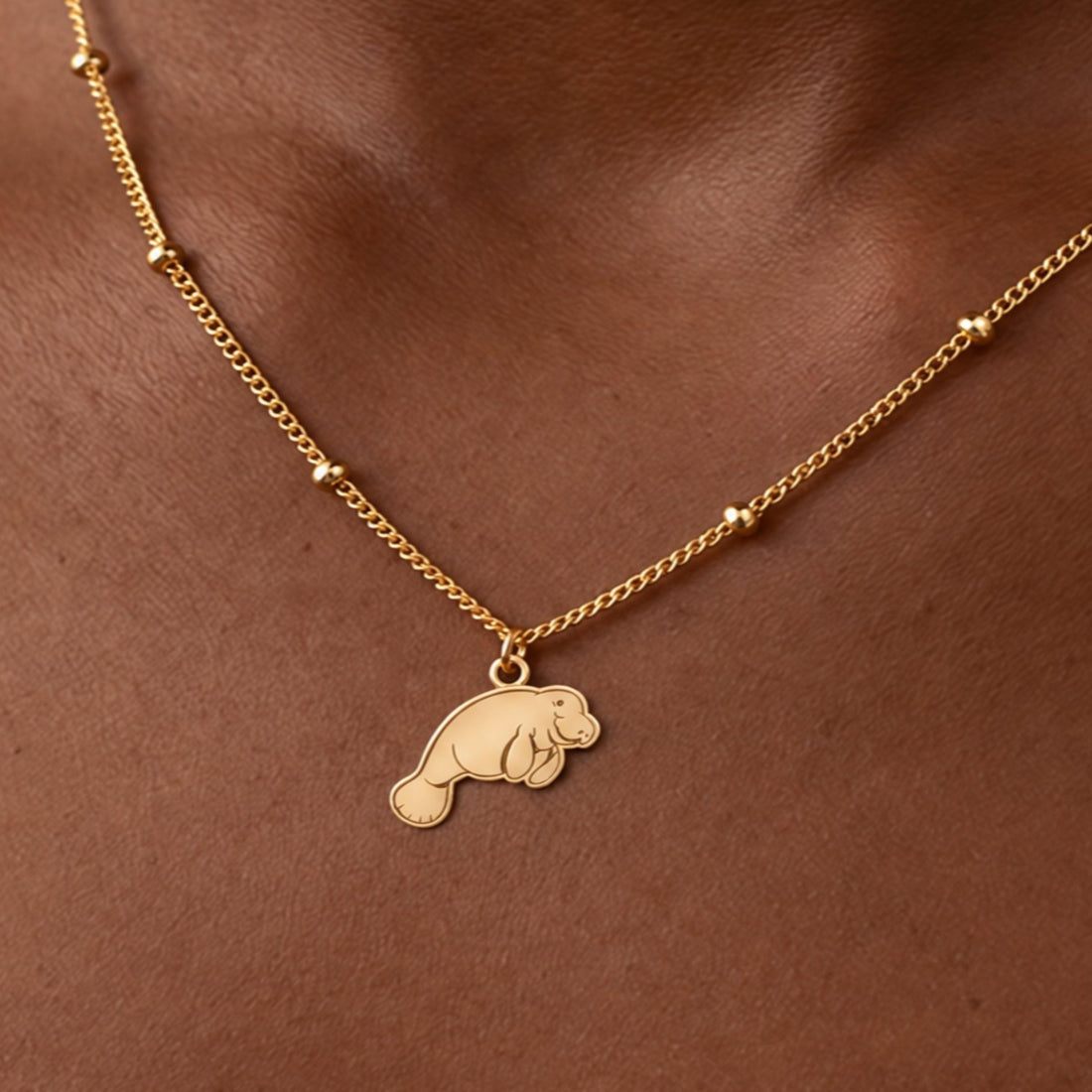 Manatee Charm Beady Necklace