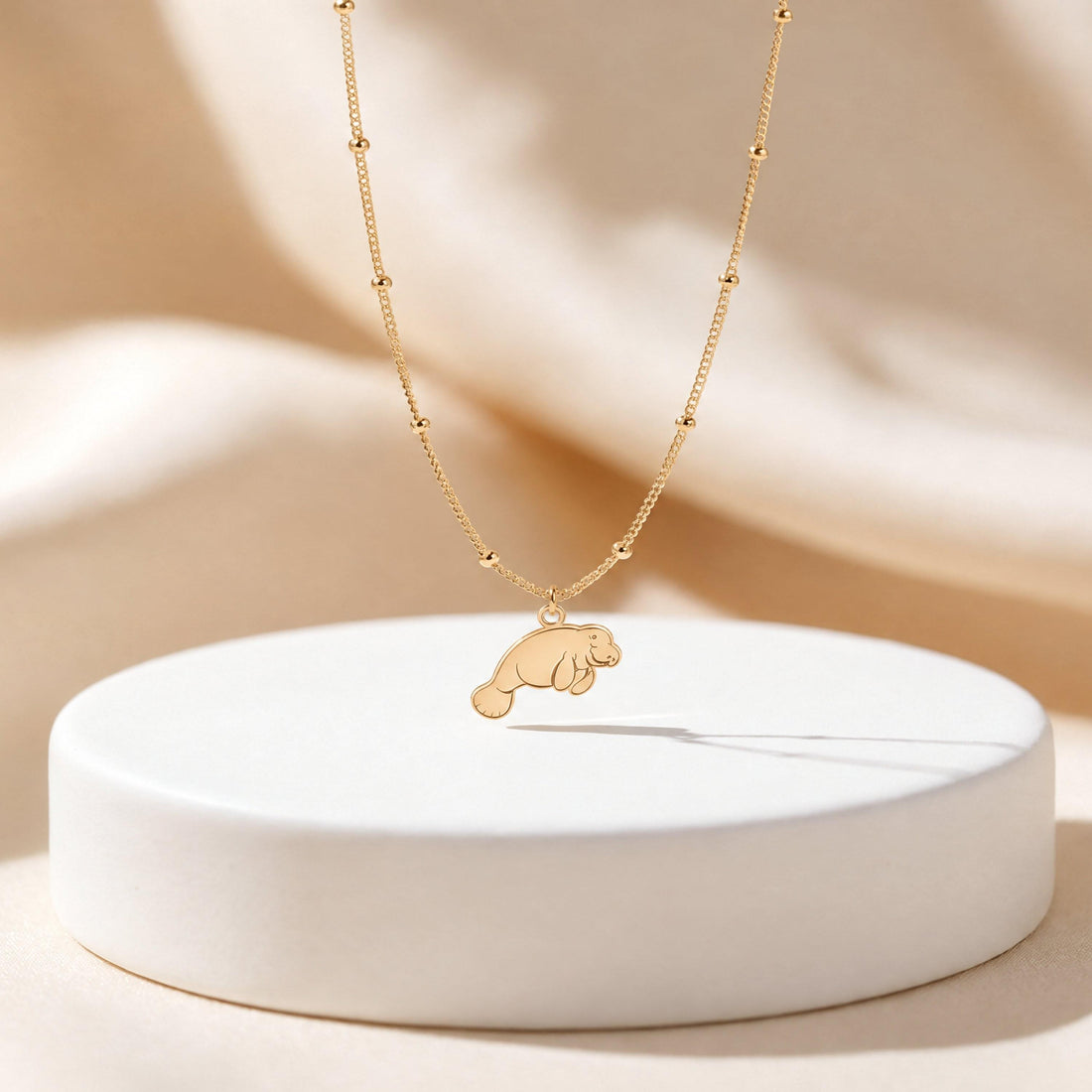 Manatee Charm Beady Necklace