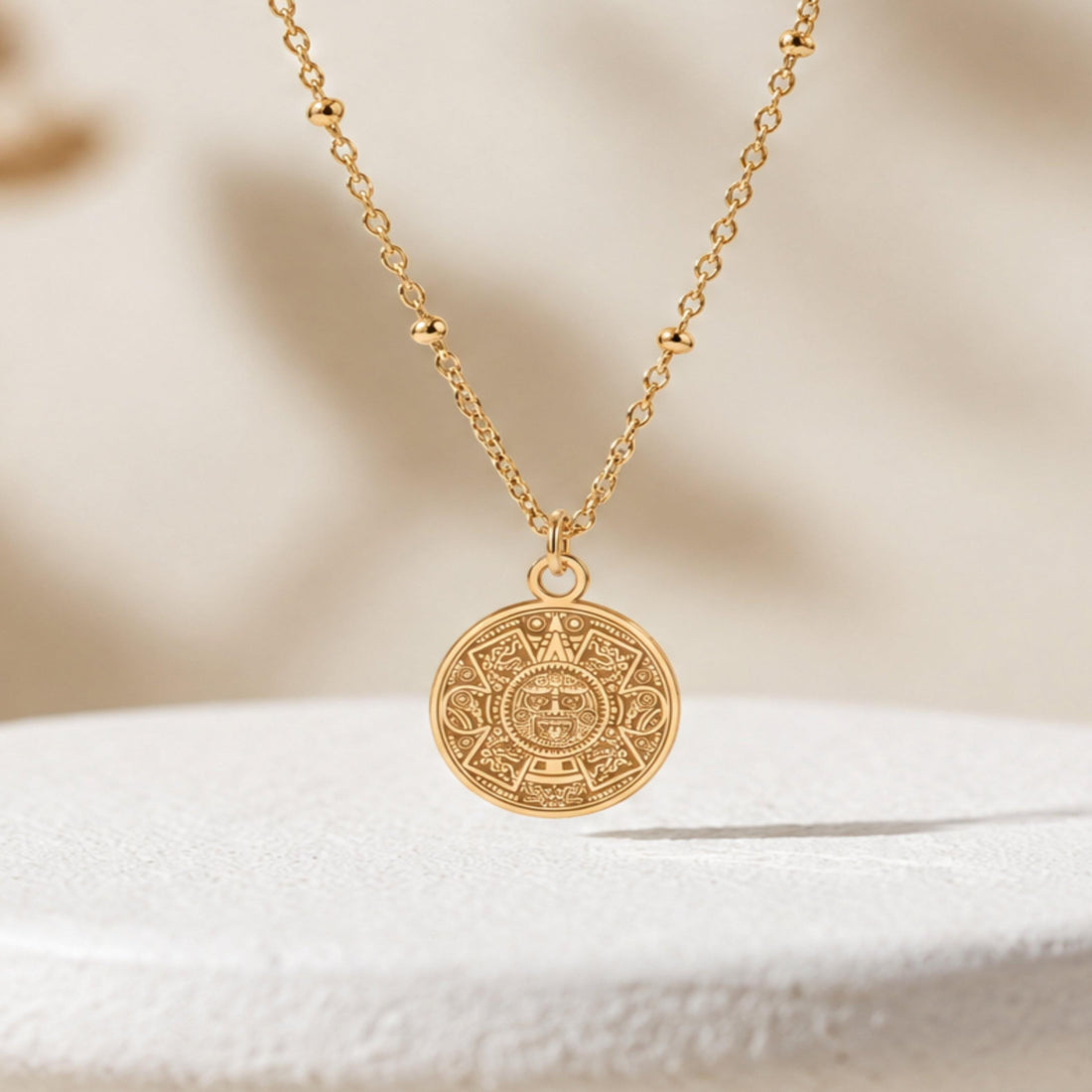 Aztec Calendar Charm Necklace
