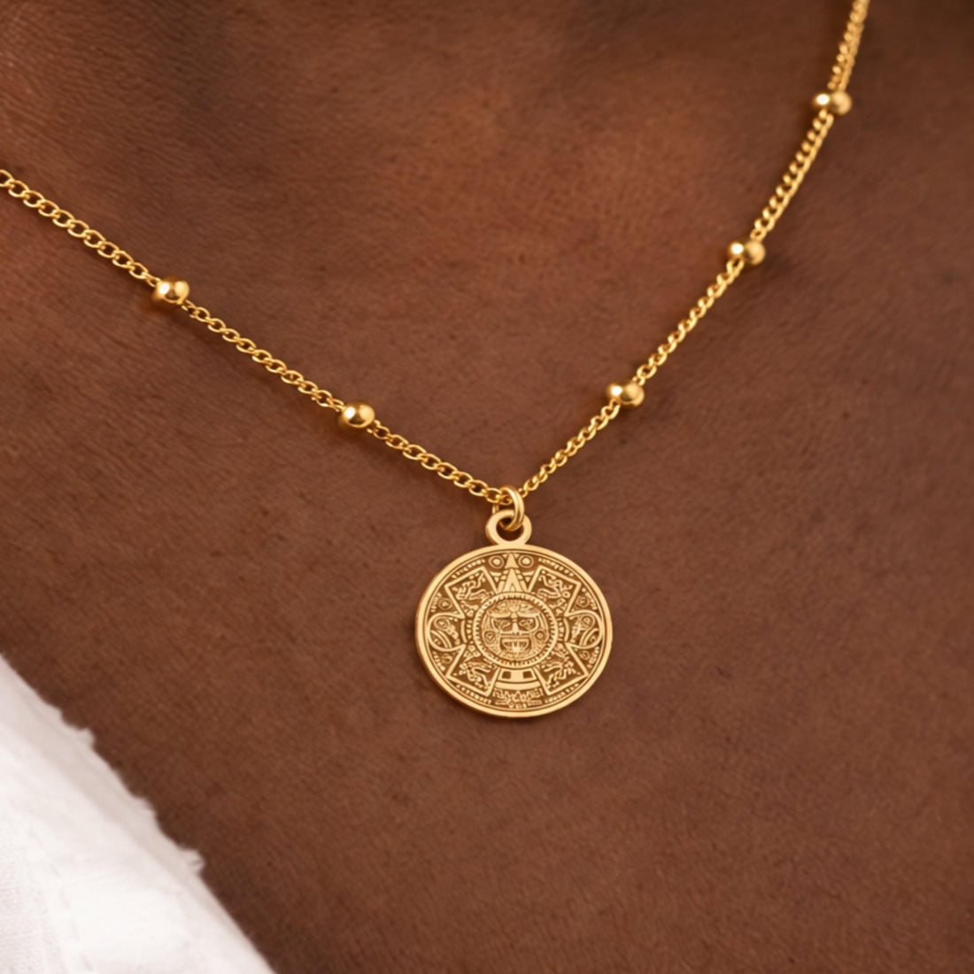 Aztec Calendar Charm Necklace