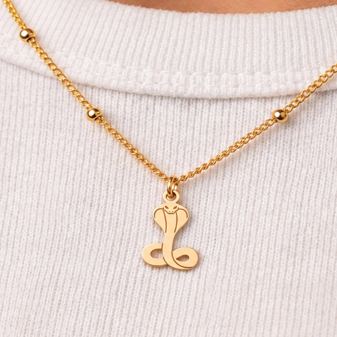 Cobra Snake Charm Necklace