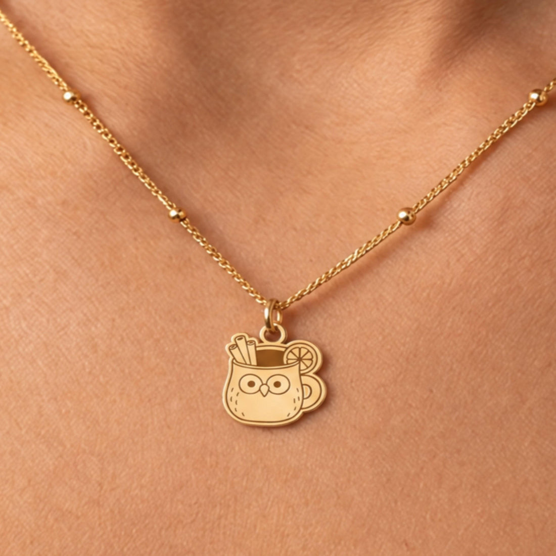Owl Mug Beady Necklace