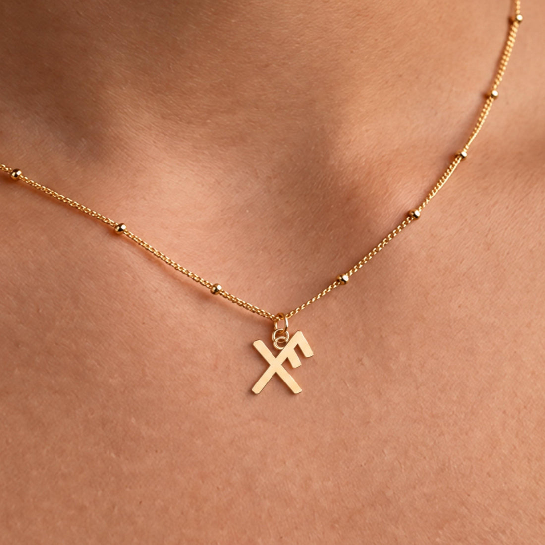 X Initial Beady Necklace