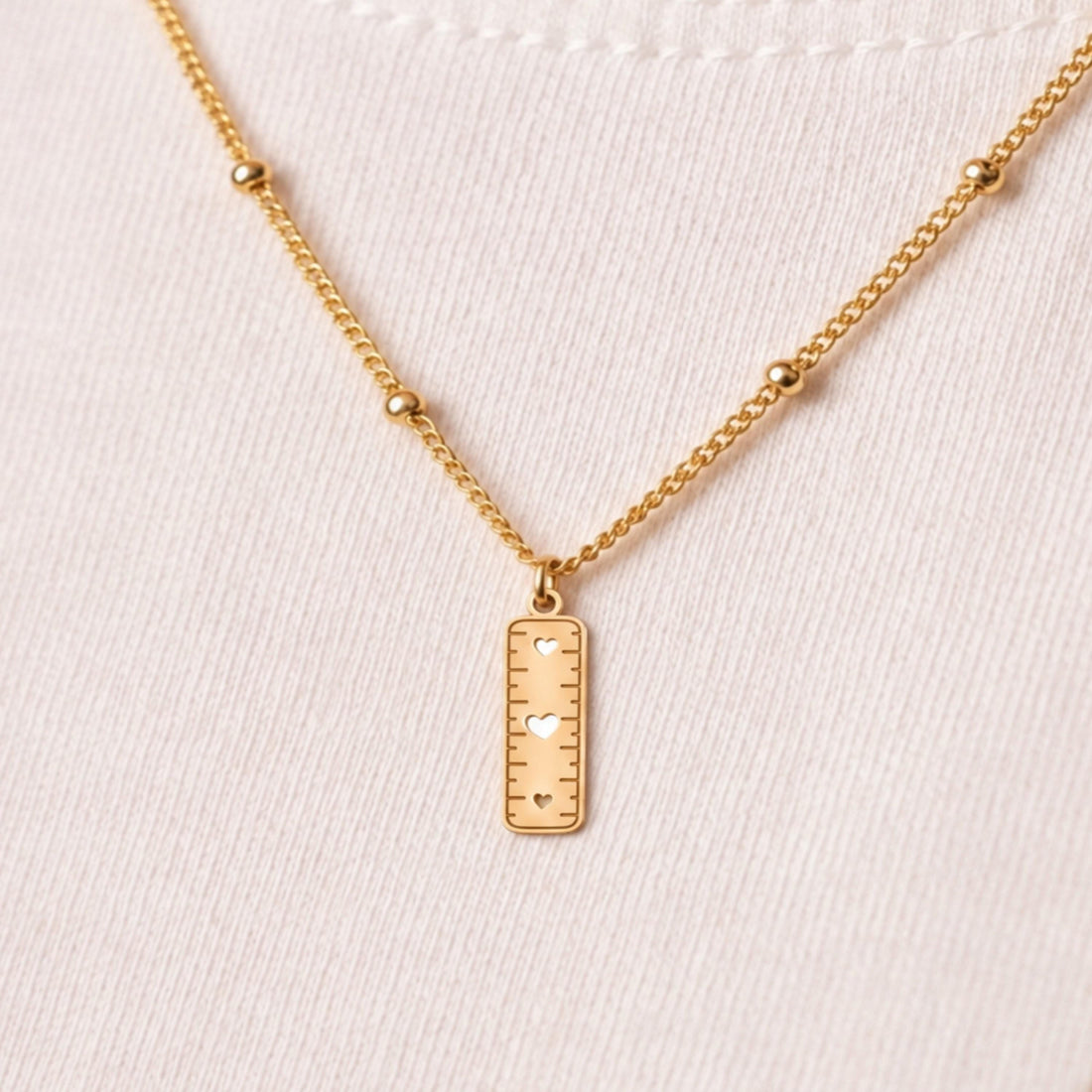 Ruler Charm Beady Necklace