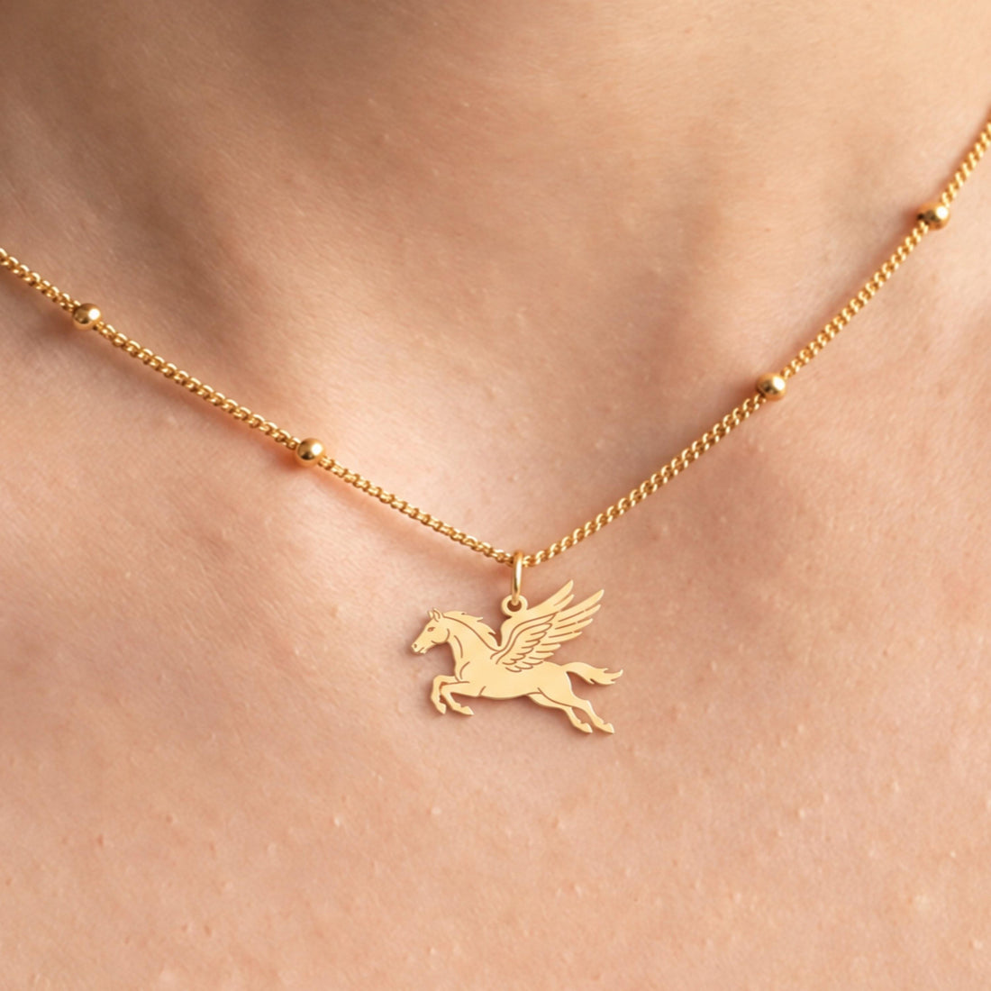 Pegasus Charm Beady Necklace