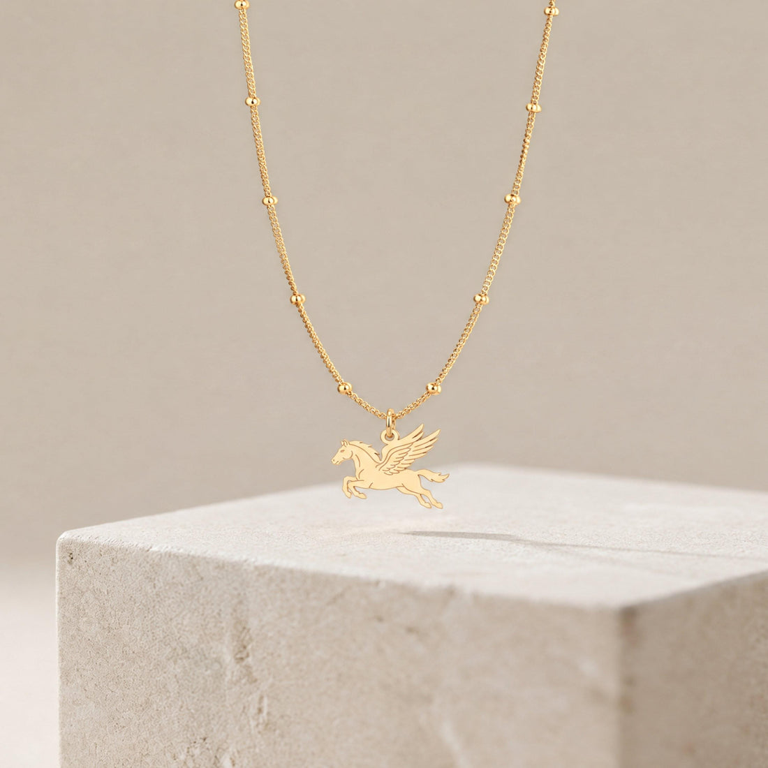 Pegasus Charm Beady Necklace