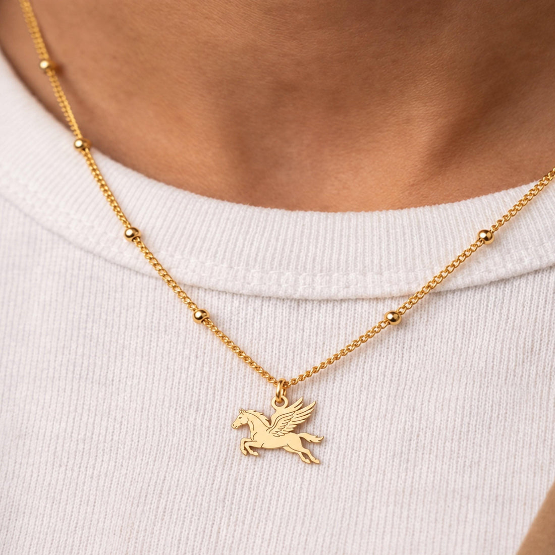 Pegasus Charm Beady Necklace