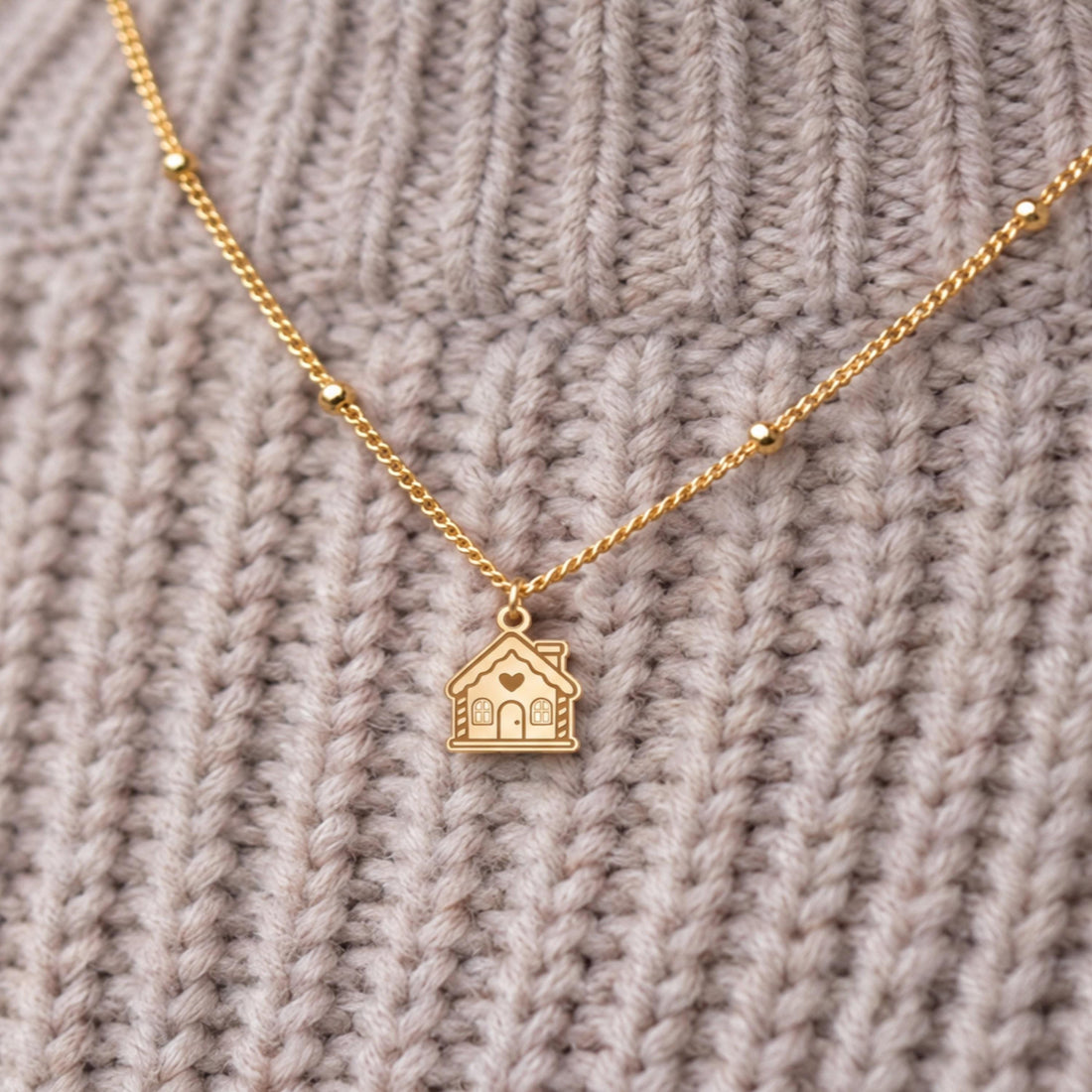 Gingerbread House Charm Necklace
