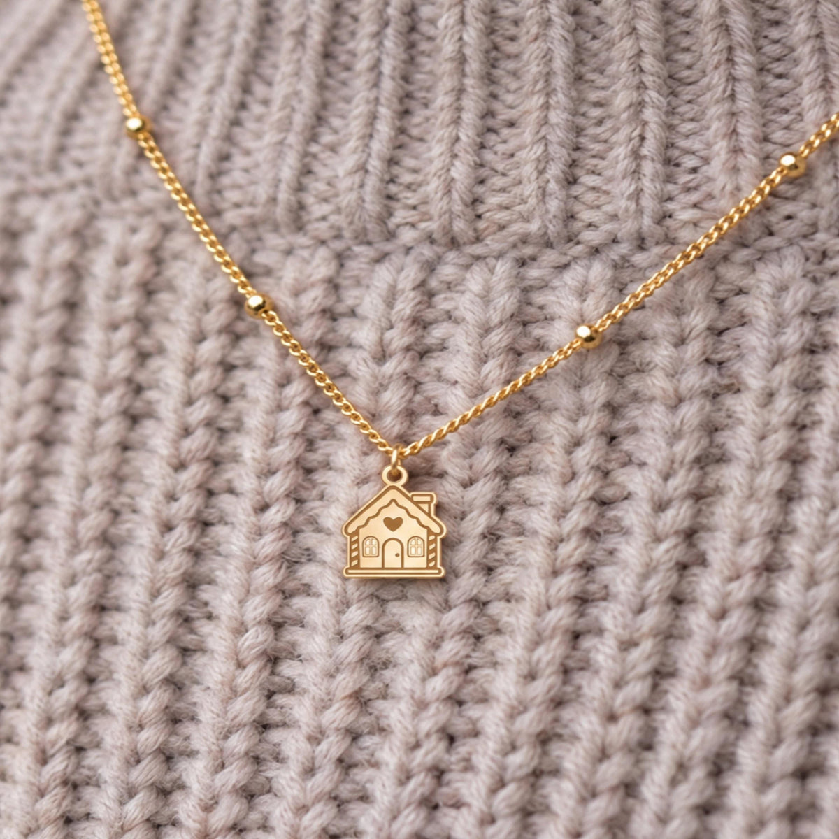 Gingerbread House Charm Necklace