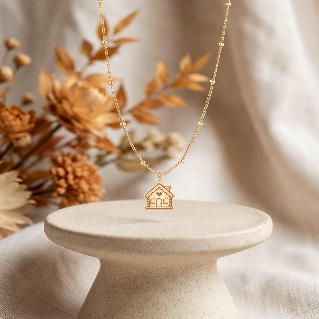 Gingerbread House Charm Necklace