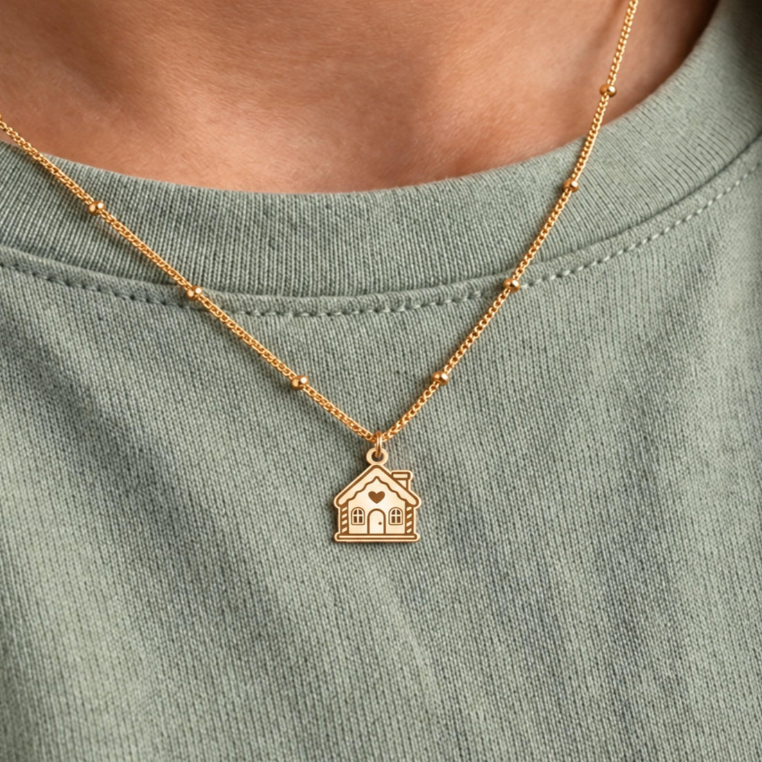 Gingerbread House Charm Necklace