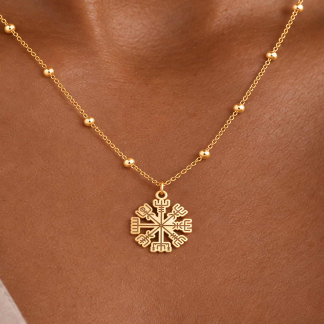 Snowflake Charm Beady Necklace