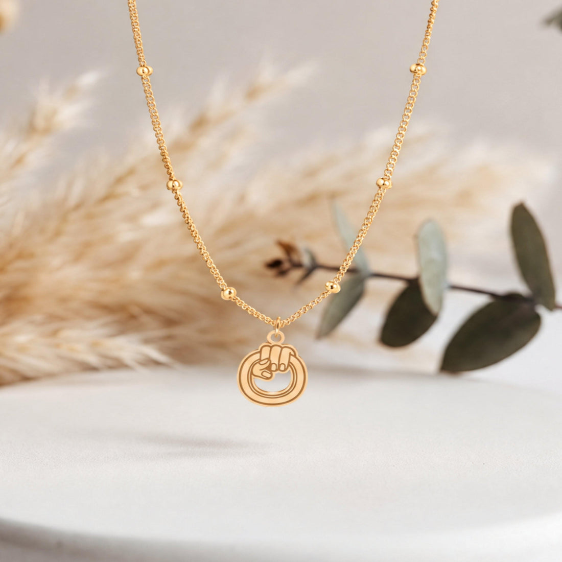 Hand Ring Charm Necklace