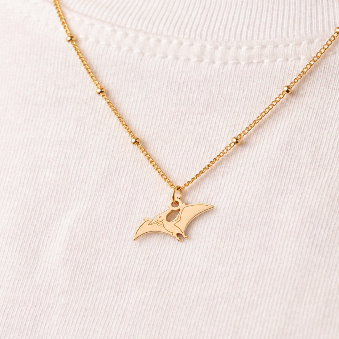 Pterodactyl Charm Beady Necklace
