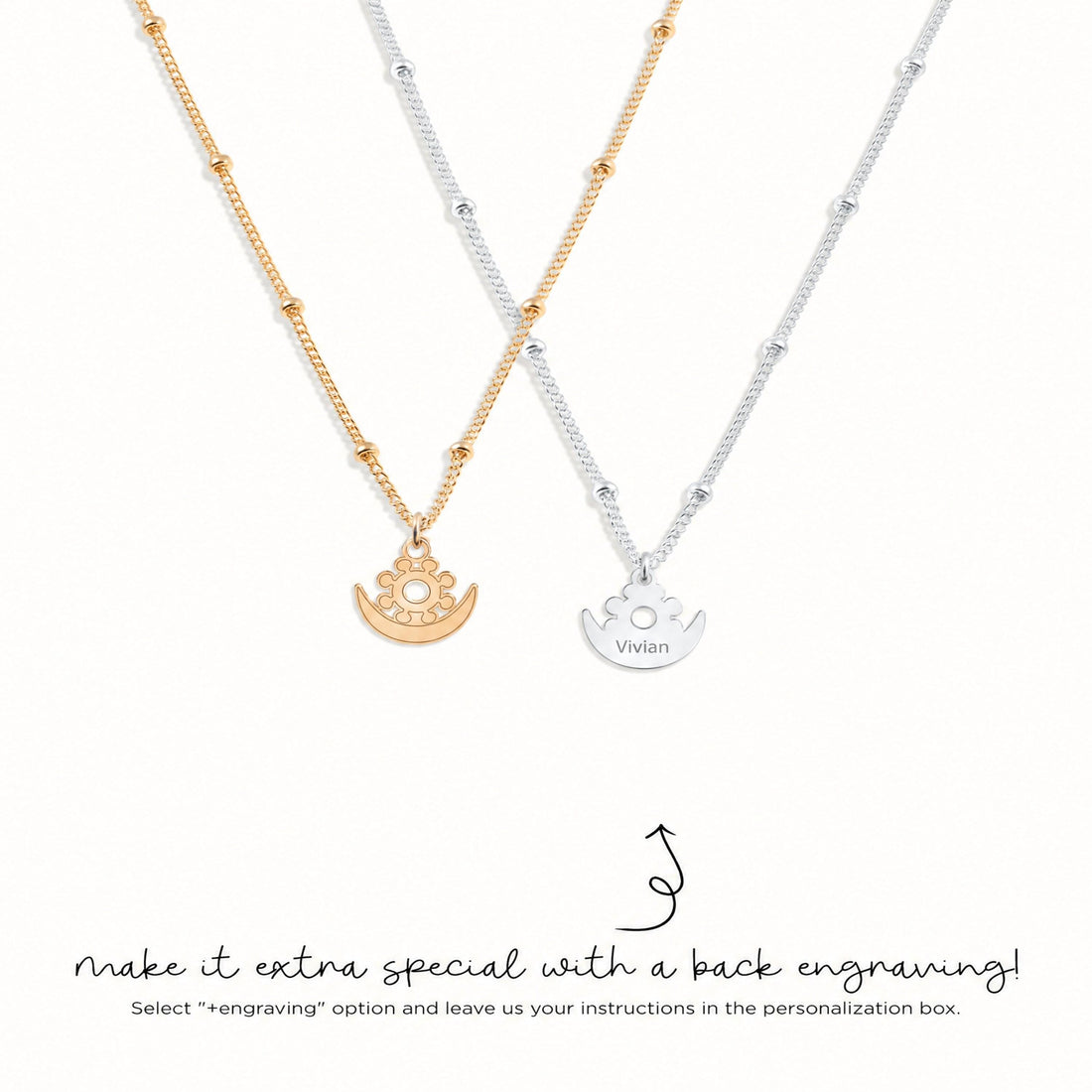 Sun Moon Charm Necklace