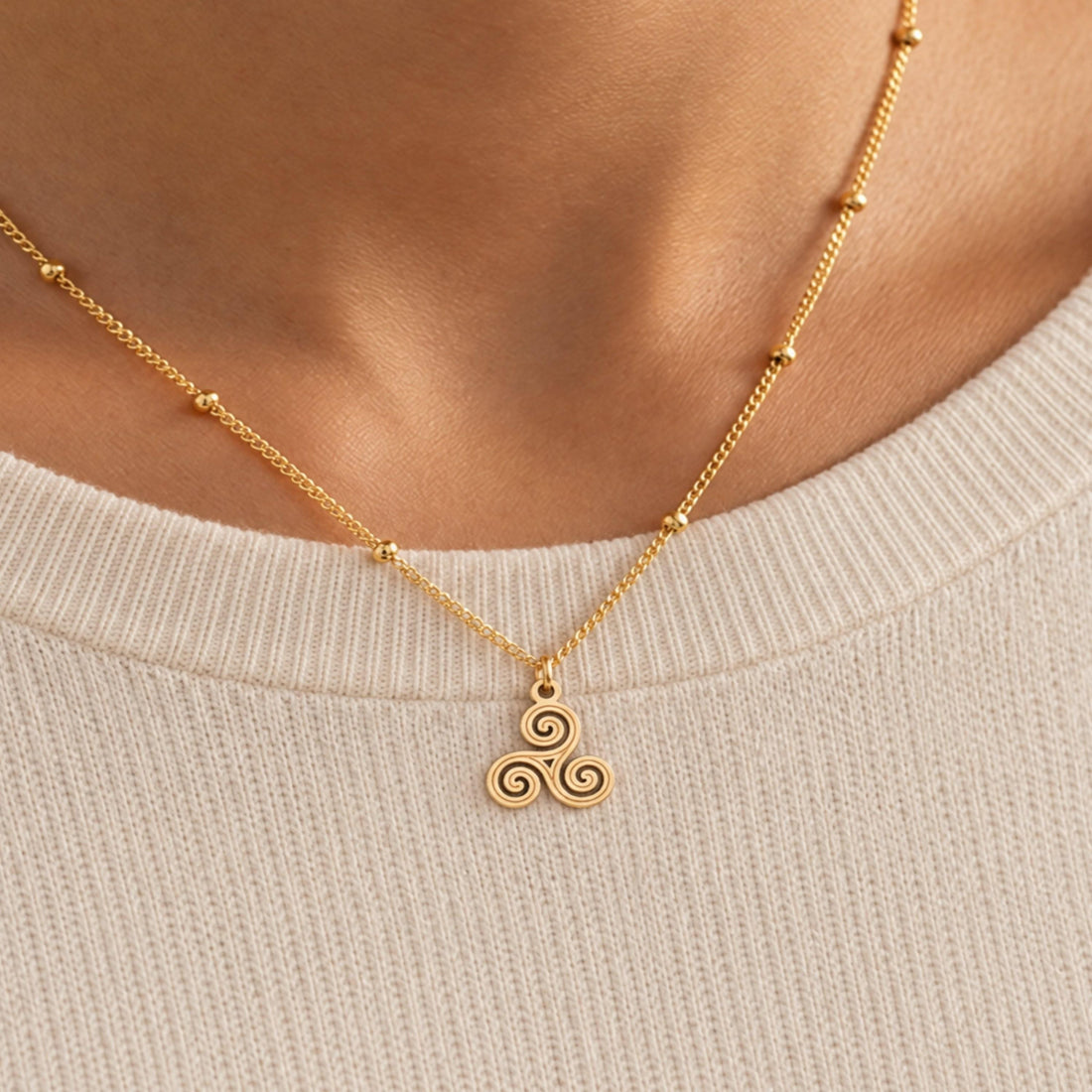 Triple Spiral Charm Necklace
