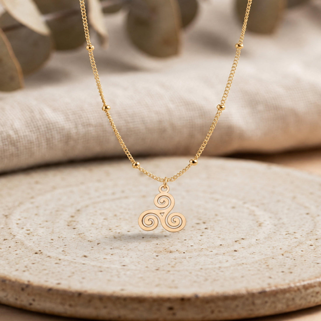 Triple Spiral Charm Necklace