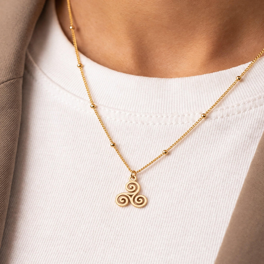 Triple Spiral Charm Necklace