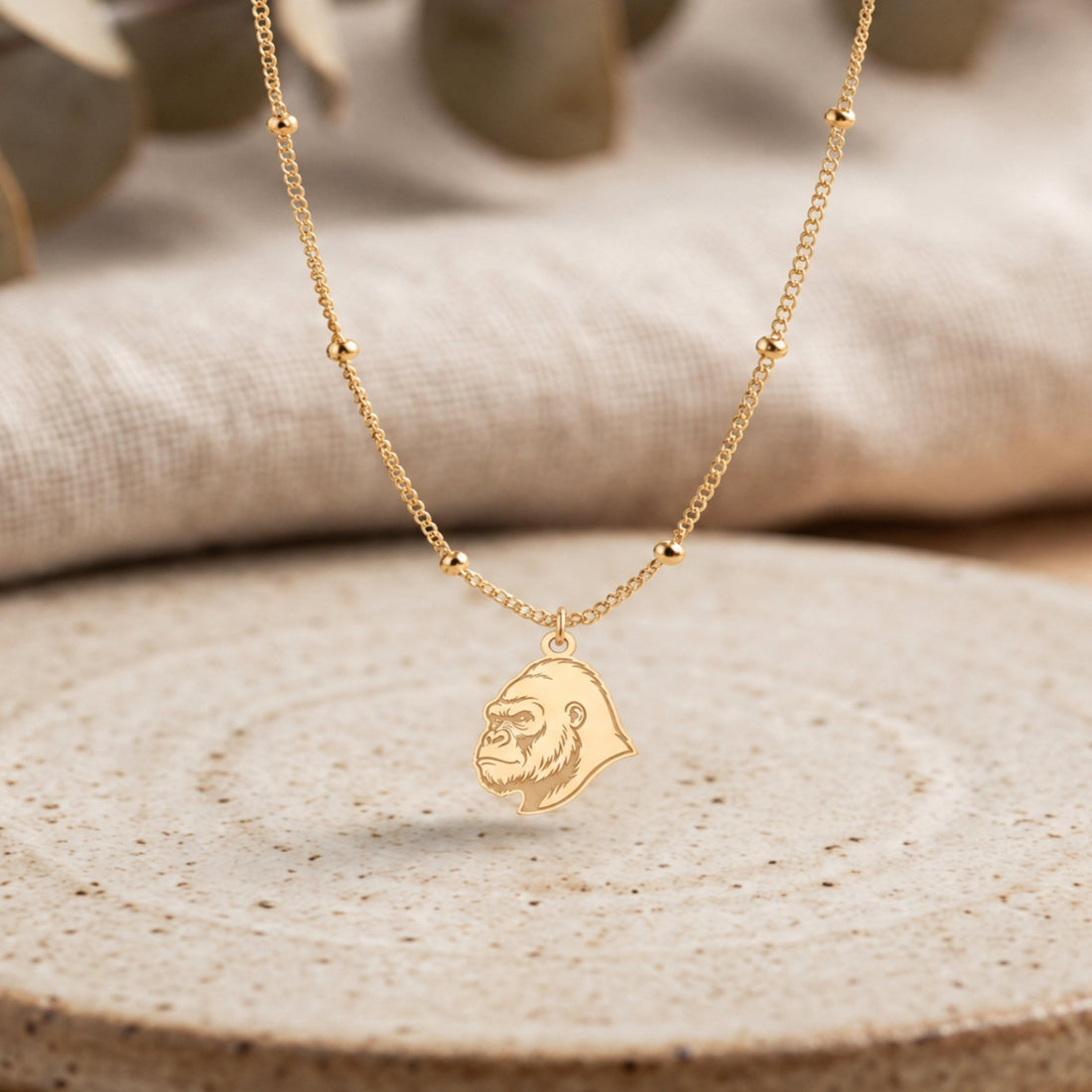 Gorilla Head Charm Necklace