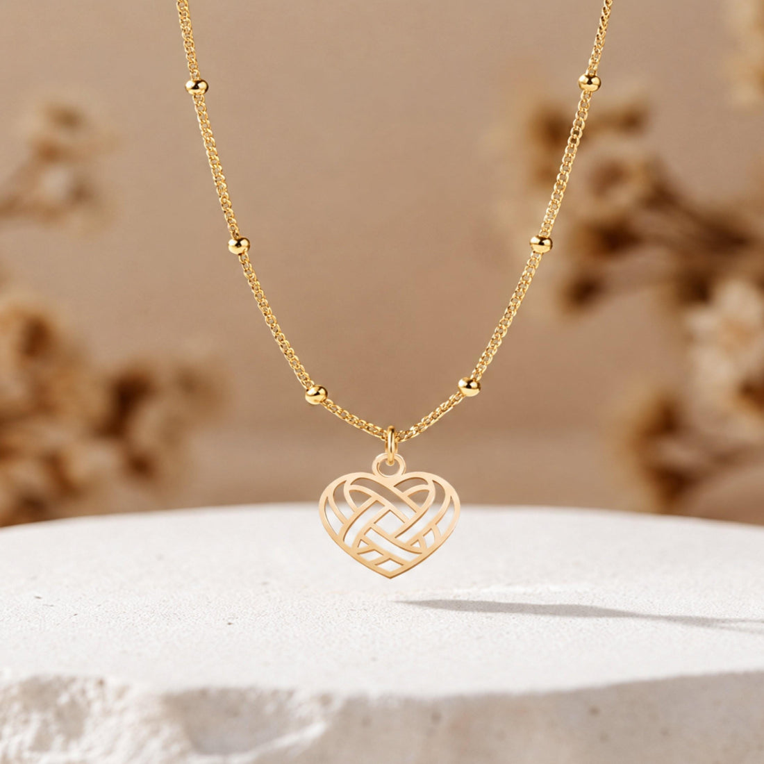Knot Heart Charm Necklace