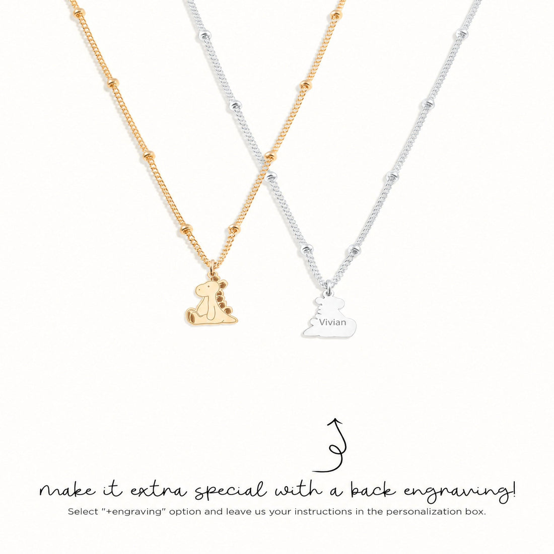 Sitting Baby Dinosaur Charm Necklace