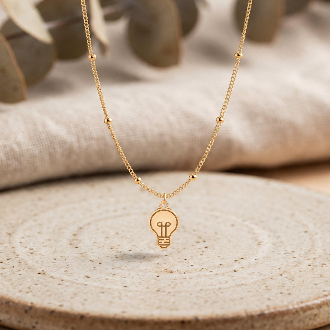 Light Bulb Charm Beady Necklace