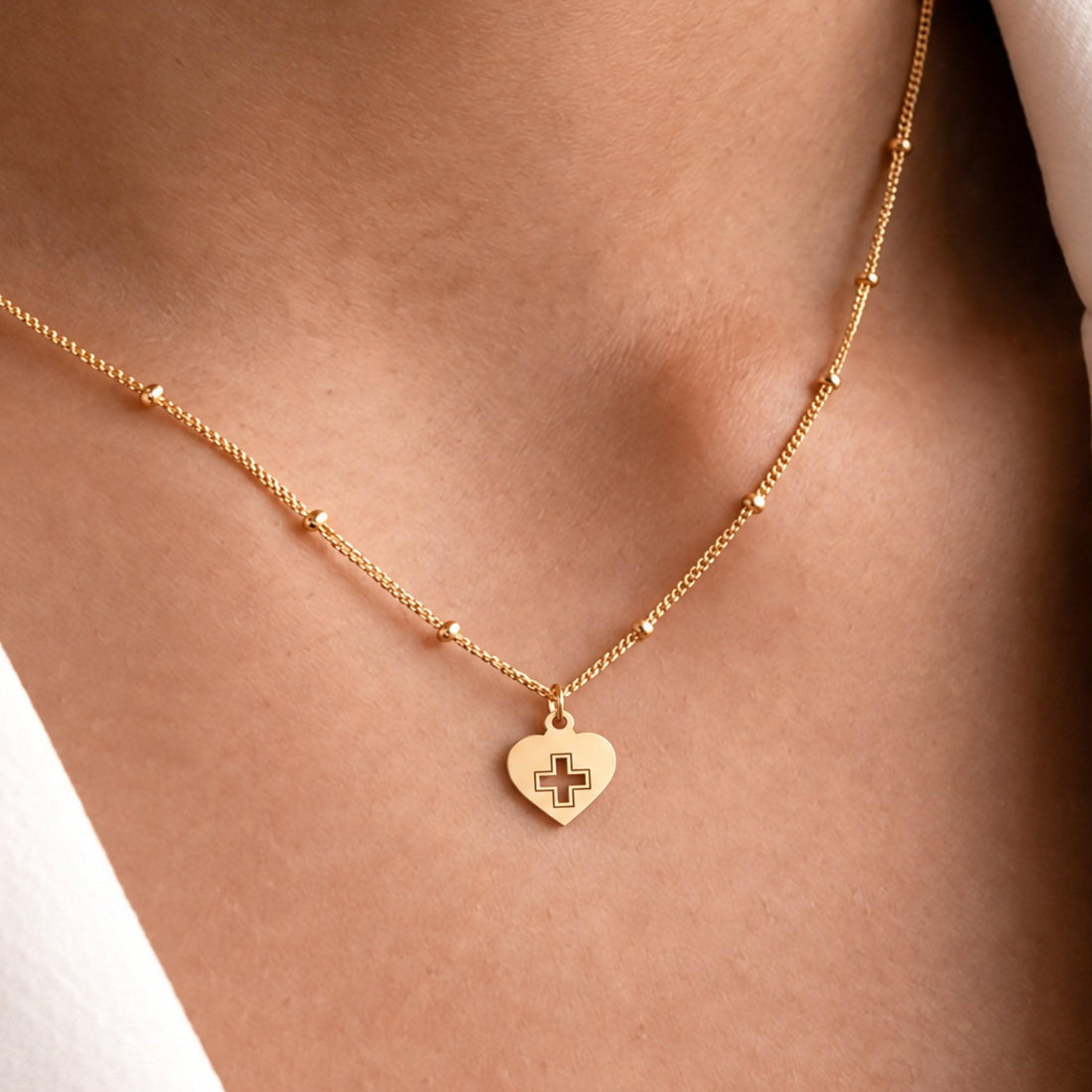 Heart Cross Charm Necklace