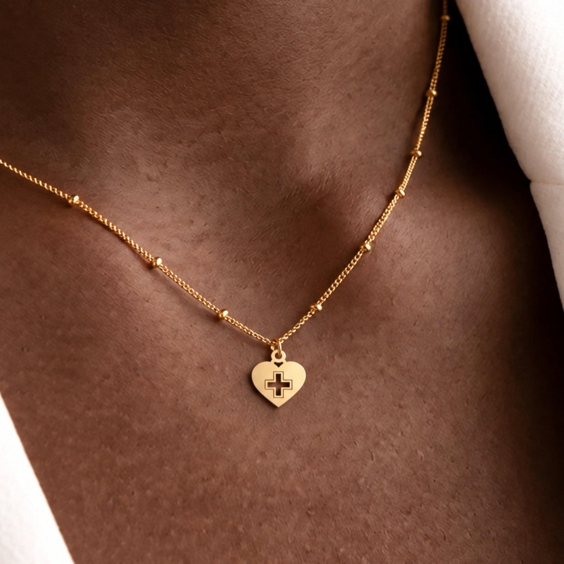 Heart Cross Charm Necklace