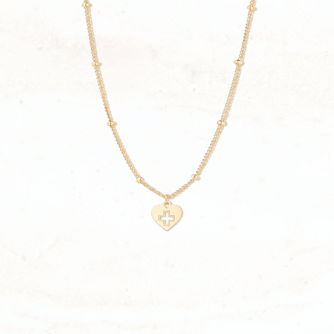 Heart Cross Charm Necklace