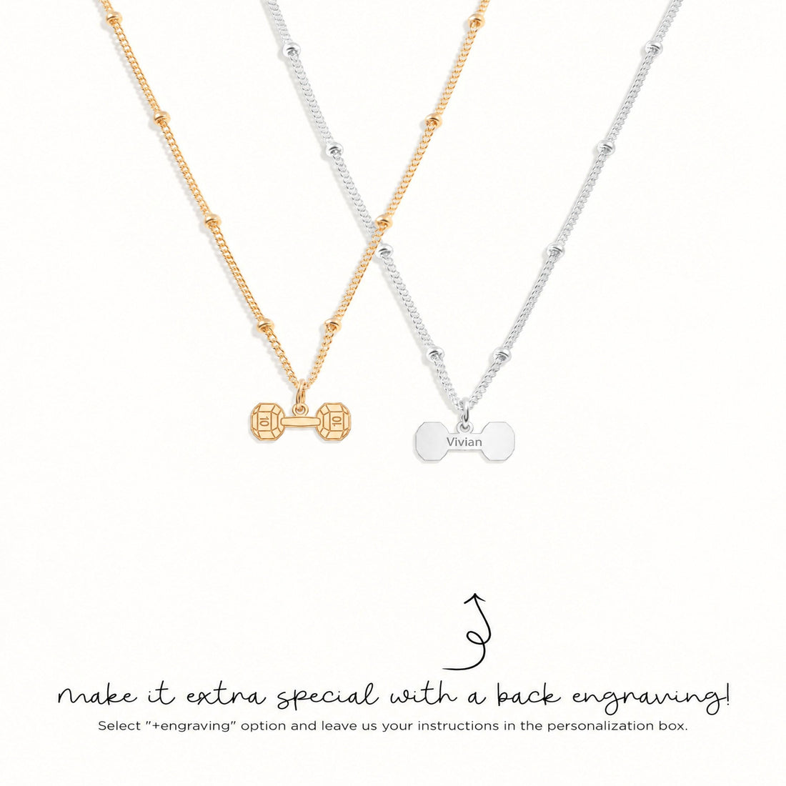 Dumbbell Weight Charm Necklace