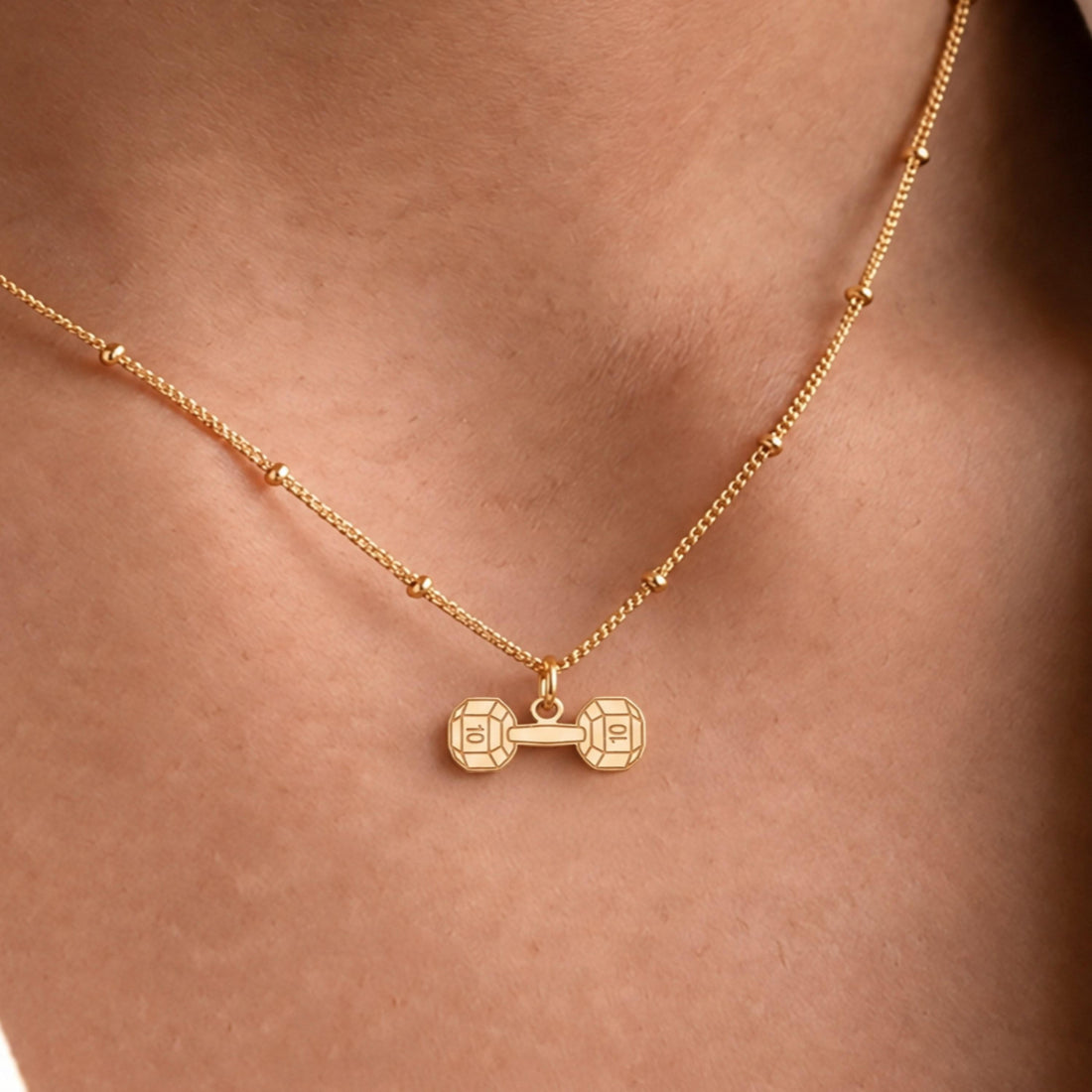 Dumbbell Weight Charm Necklace