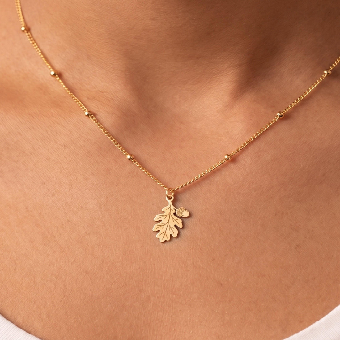 Oak Leaf Acorn Charm Necklace