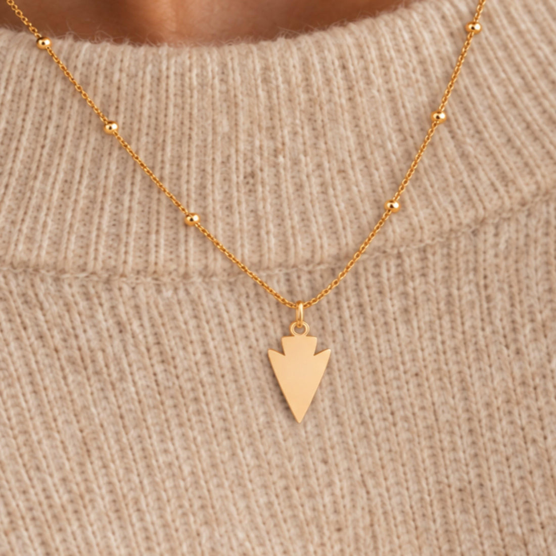 Notched Arrowhead Charm Necklace