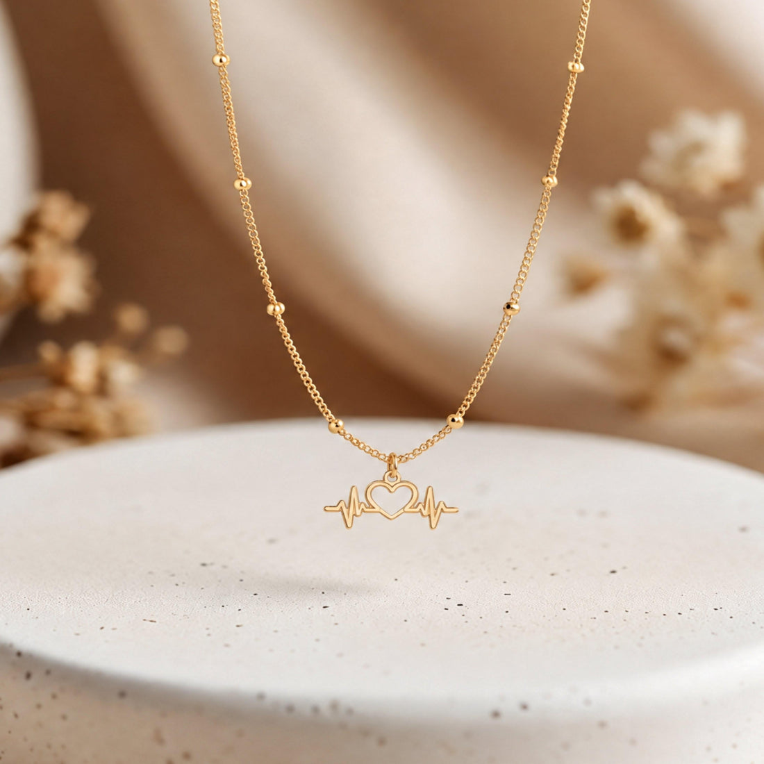 Heartbeat Heart Charm Necklace